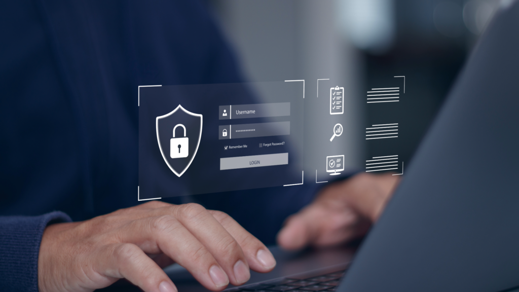 Interfaz digital de seguridad que muestra el acceso protegido a datos personales para la política de privacidad de MACHU PICCHU VIVE VIP.